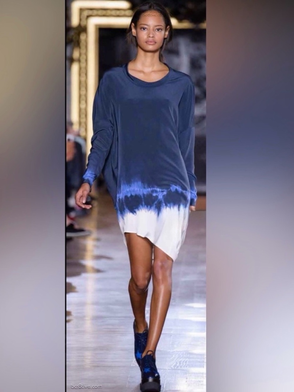 Stella McCartney Silk Blue Tie Dye Flowy Dress VGUC Sz 44 US 8